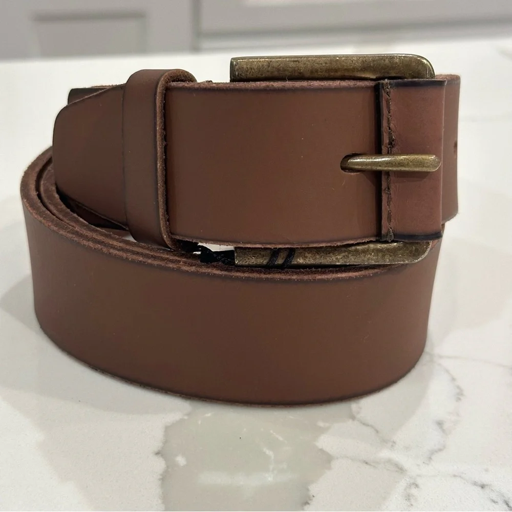 Timberland NWT Brown Genuine Leather Belt Wrapped Buckle Workwear Casual Size 38
